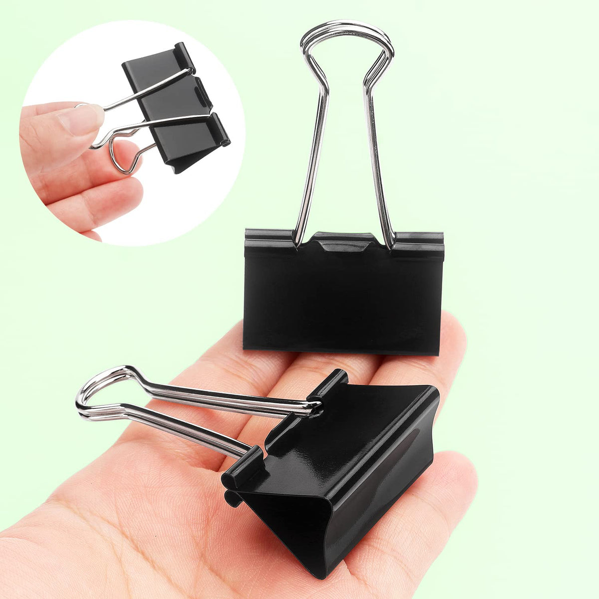 ZZTX 12 Pack Large Binder Clips 1.6 Inches Black