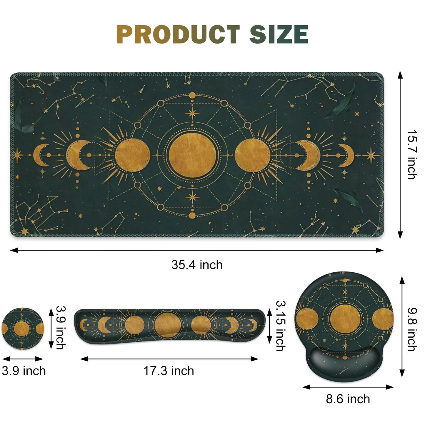 Large Desk Mat, Gaming Mouse Pad, Desk Pad Protector, XXL Mousepad + Keyboard Wrist Rest+Mouse