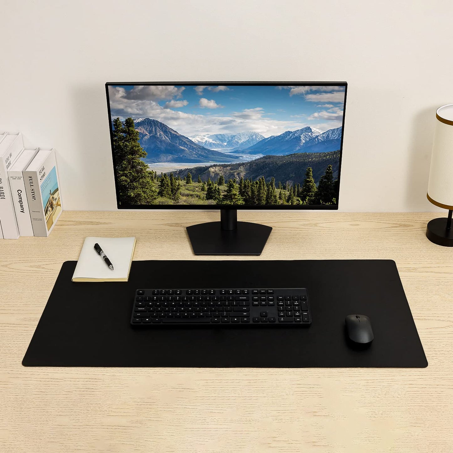 Leather Desk Pad,Wolaile 36x17 inch Large Mouse Pad,Waterproof Non-Slip Writing Desk