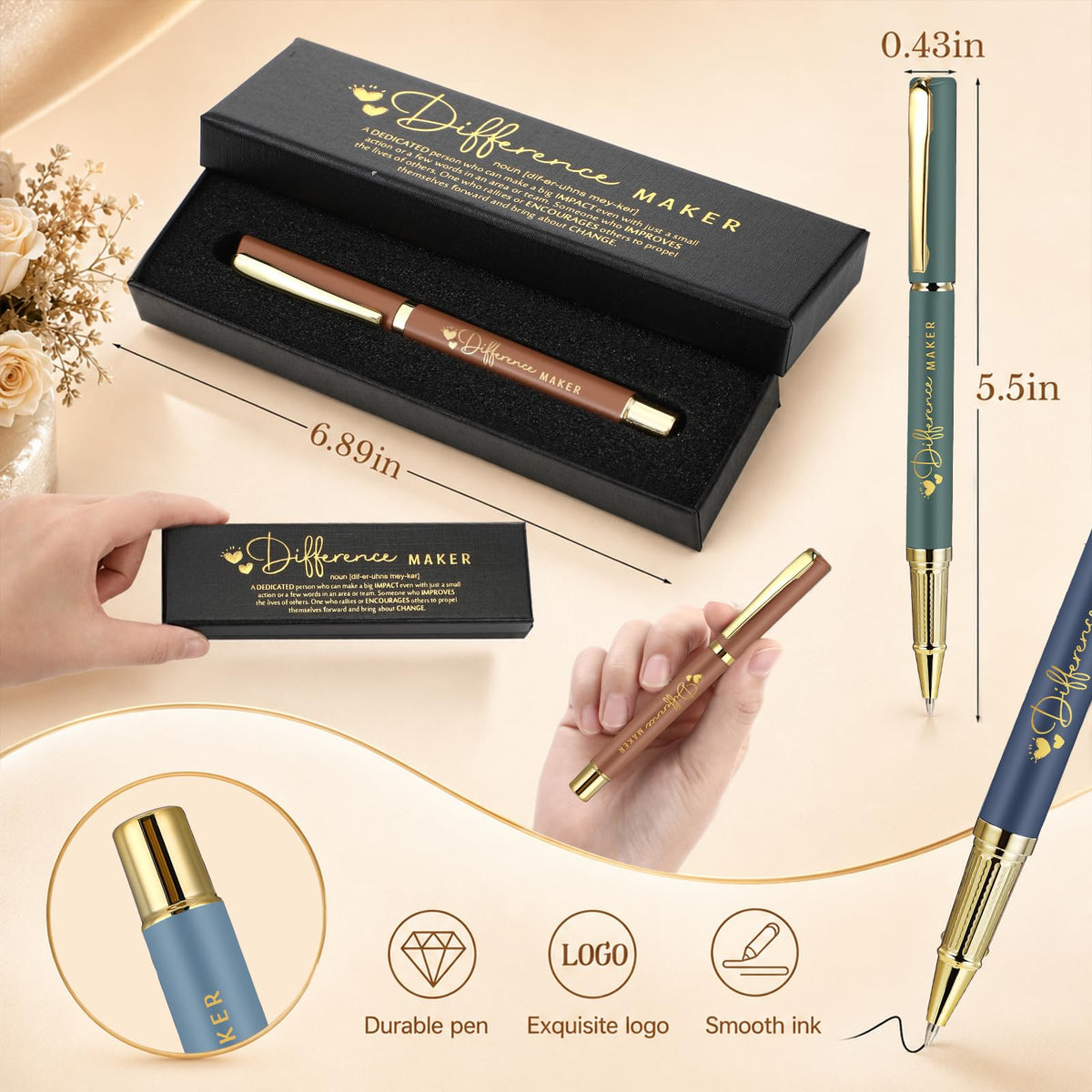 PerKoop 20 Sets Difference Maker Appreciation Gifts Pens with Box