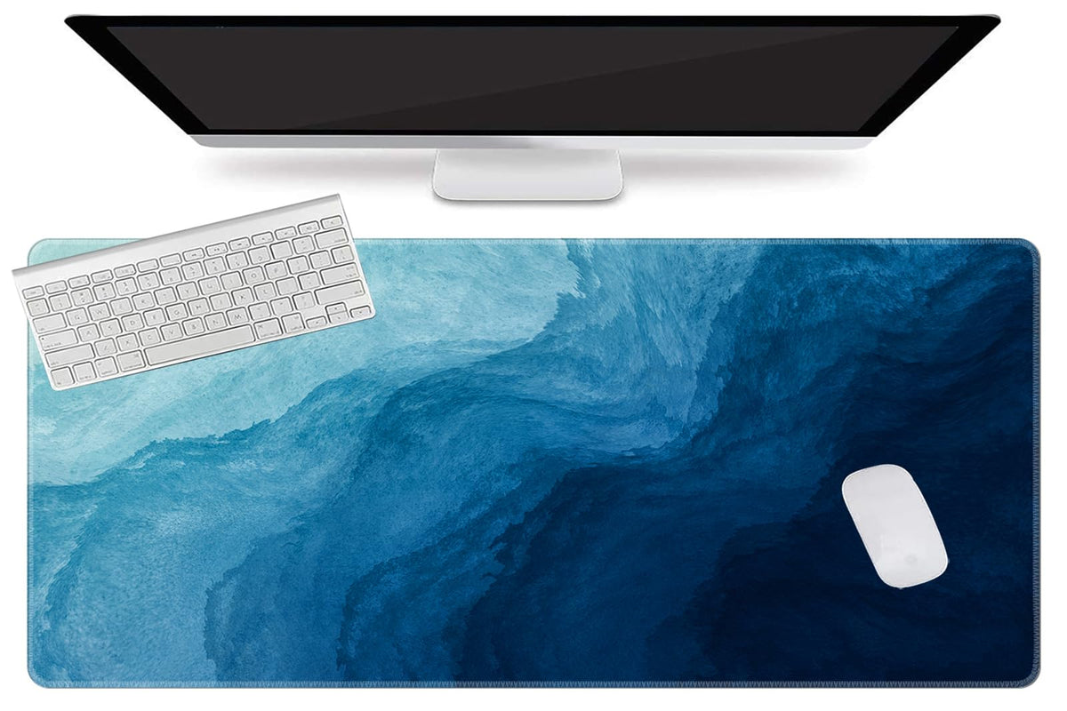 L-SPOUTTO Blue Desk Mat Gaming Mouse Pad 35.4x15.7in XXL Large Mouse Pad