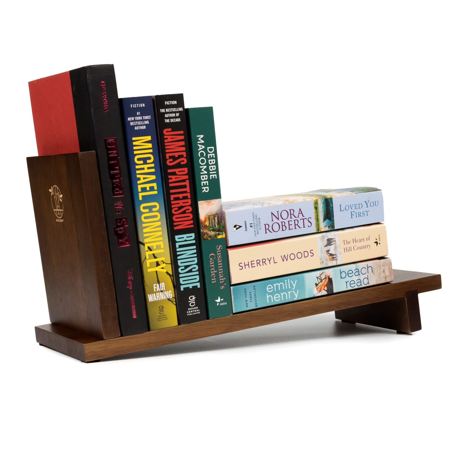 S&A WOODCRAFT Desktop Wood Bookshelf Wooden Bookend, Acacia Desk Organizer Shelf and Display Rack