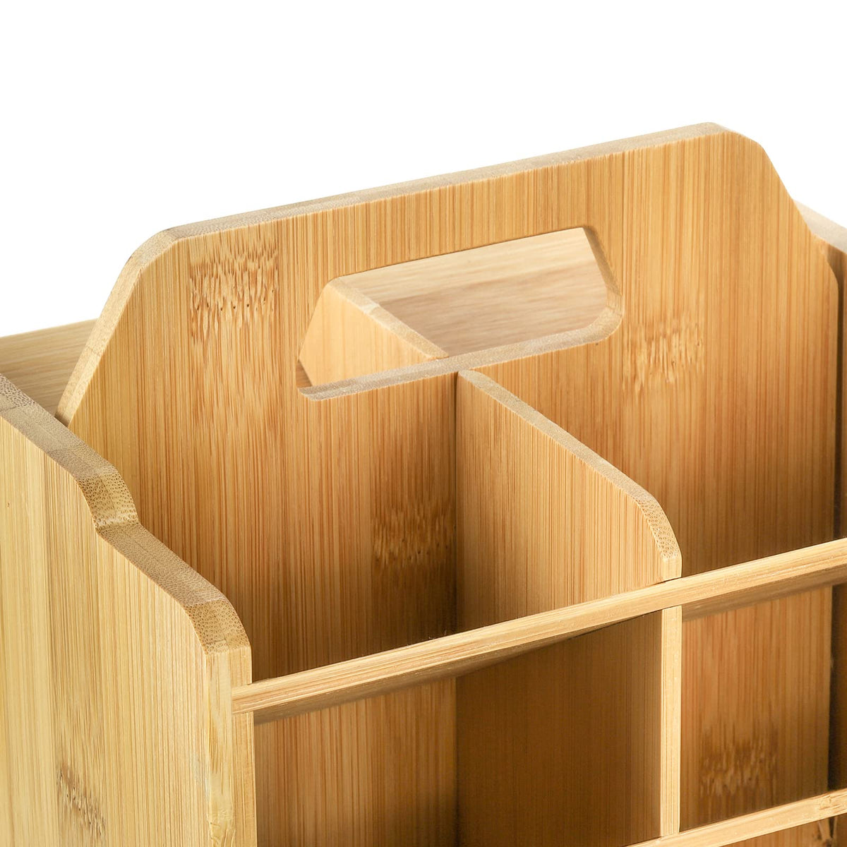SOUJOY Bamboo Pen Holder Organizer, 360°Rotating Art Supply Storage Caddy, Hold 400+ Pencils, 15