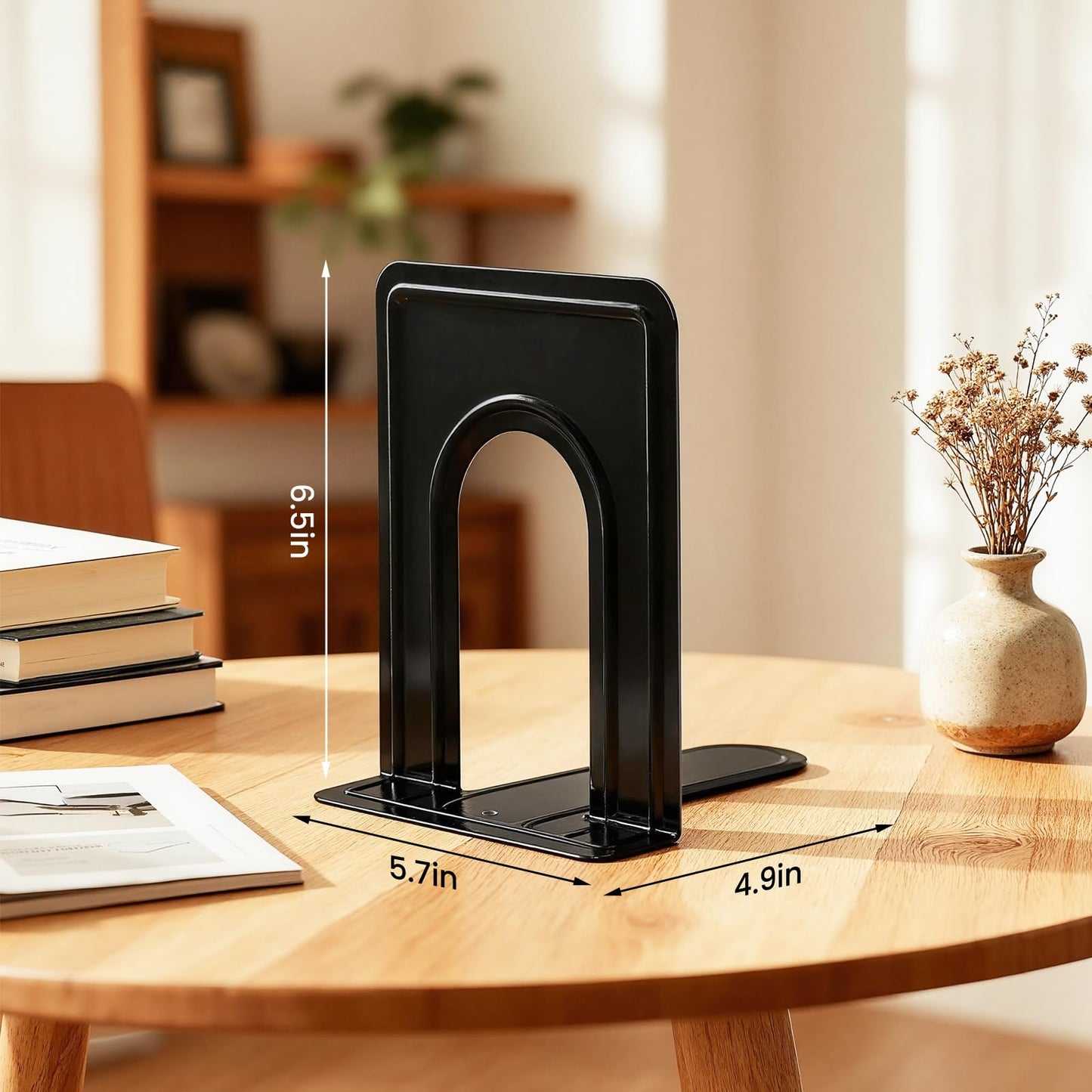 HappyHapi 14 Pairs Book Ends, Heavy Duty Bookends for Shelves, Black