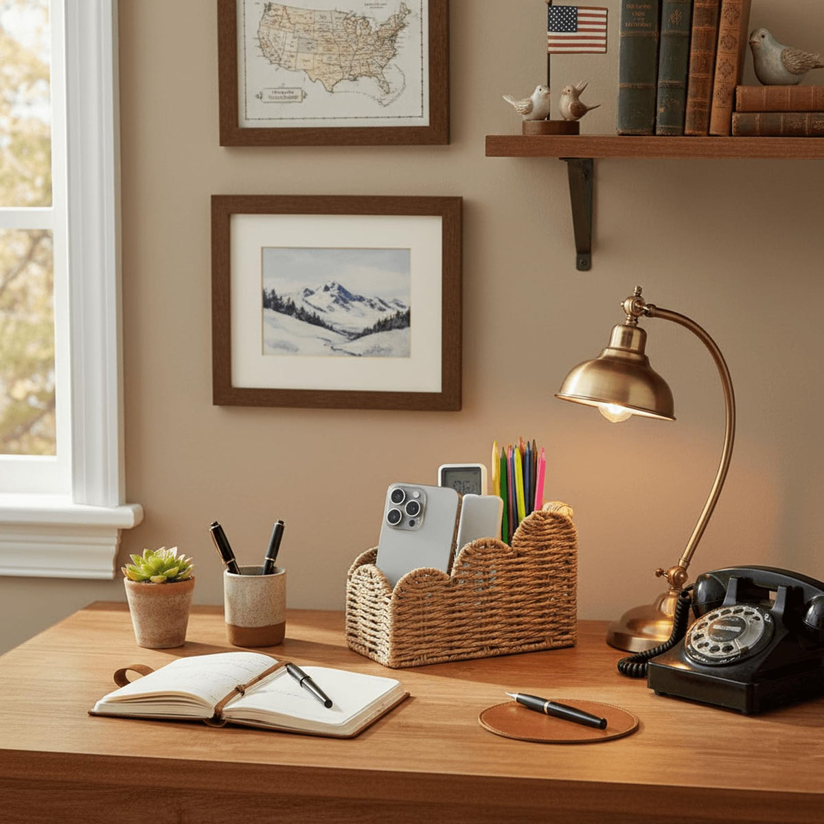 CubesLand Bedside Table Desk Organizer Caddy, Remote Pen&Pencil Holder Cup