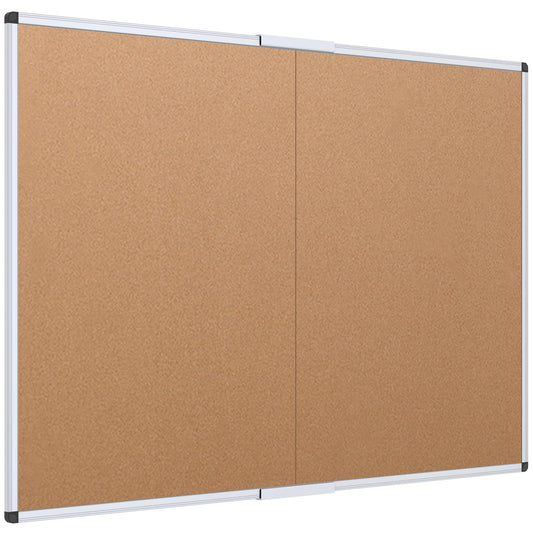 VIZ-PRO Cork Bulletin Board/Foldable Noticeboard, 36 X 24 Inches, Silver Aluminium Frame