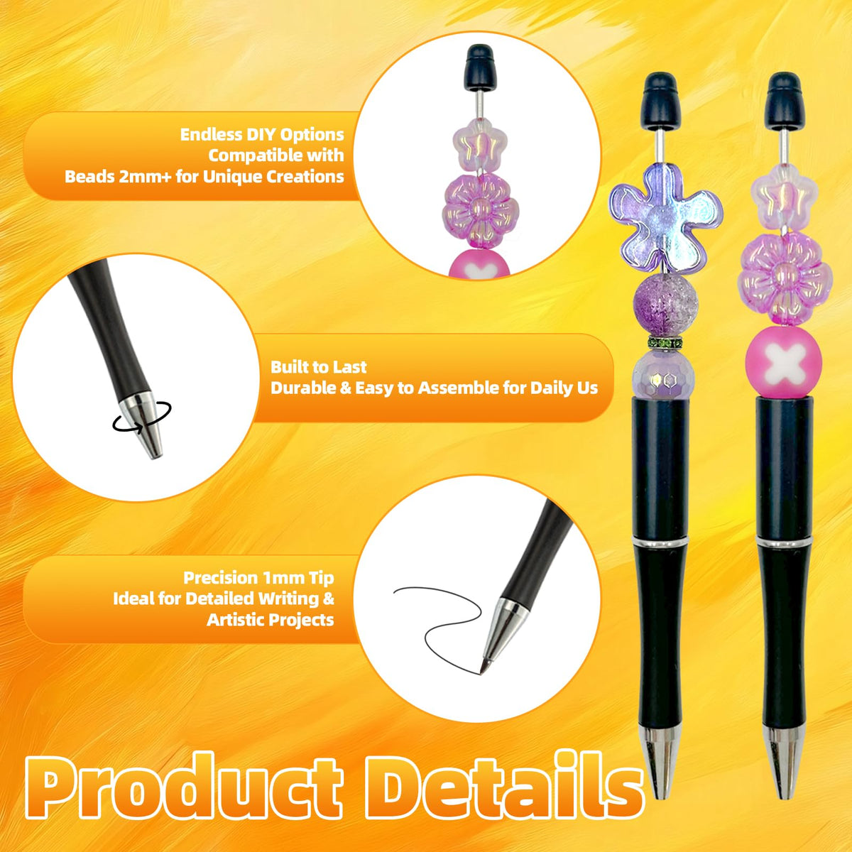 420 Pieces DIY Beadable Pen Bulk Kit – 140 PCS Ballpoint Pen with Refills & Bags – Perfect for