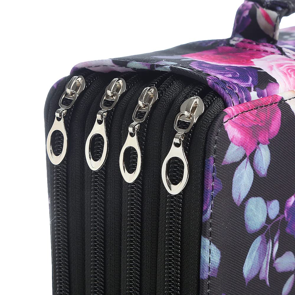 Lbxgap 300 Slots Pencil Case 4-Layer Zipped Holder w/Handle