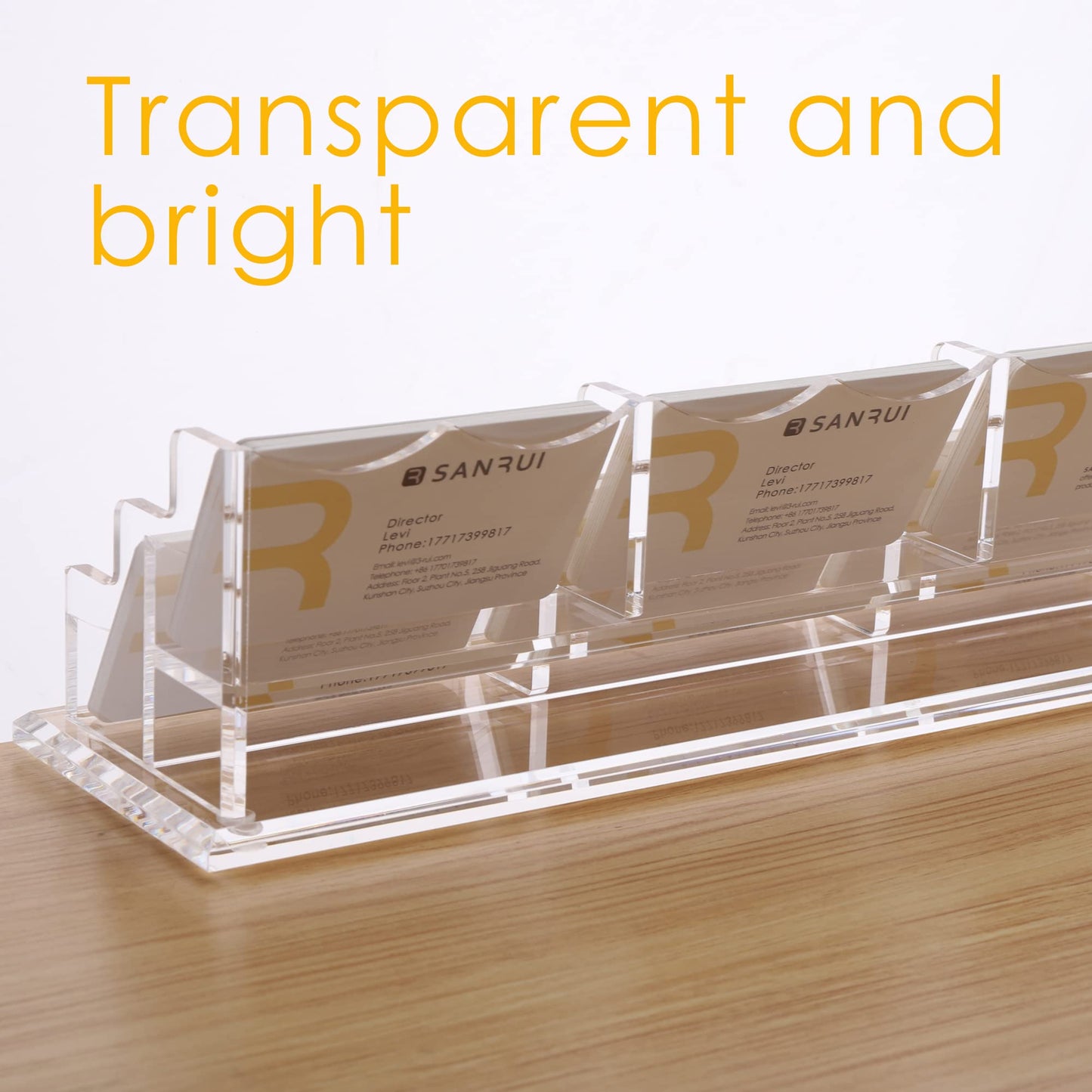 SANRUI Acrylic Business Card Holder, Clear Desk Card Display Stand 6 Slot