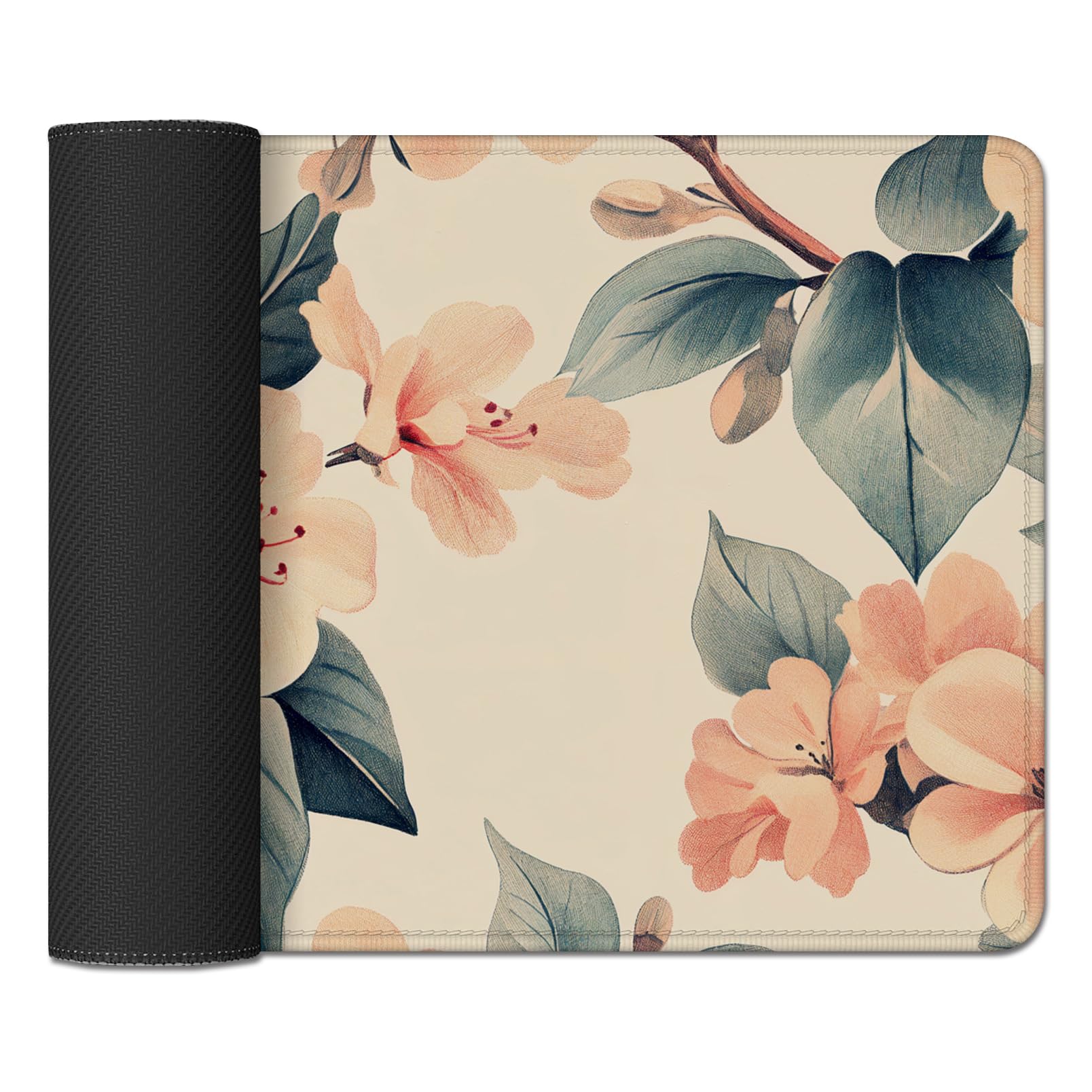 Floral Mouse Pad Desk Mat Peach Blossoms Large Computer Mouse Pads