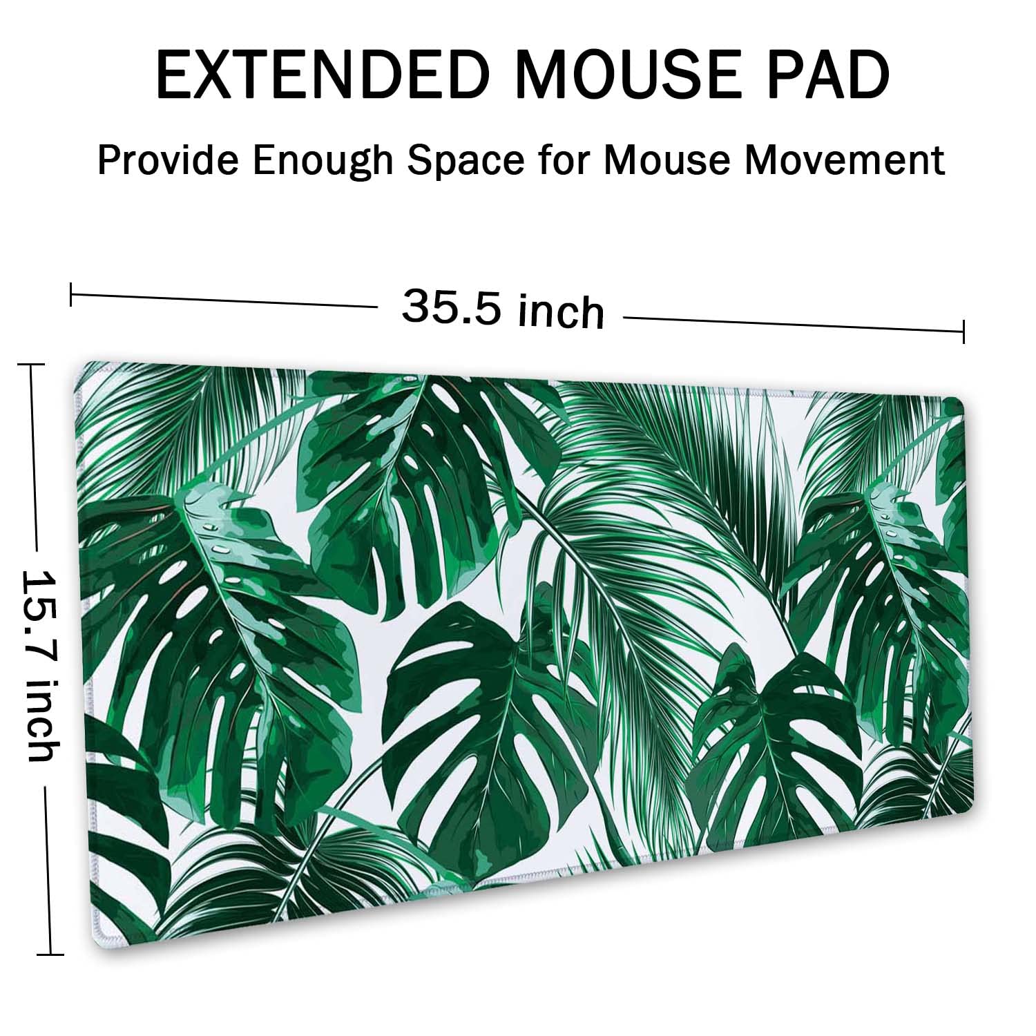 SSOIU Extended Gaming Mouse Pad (35.5x15.7 in), Large Stable Rubber Base Mousepad with Stitched