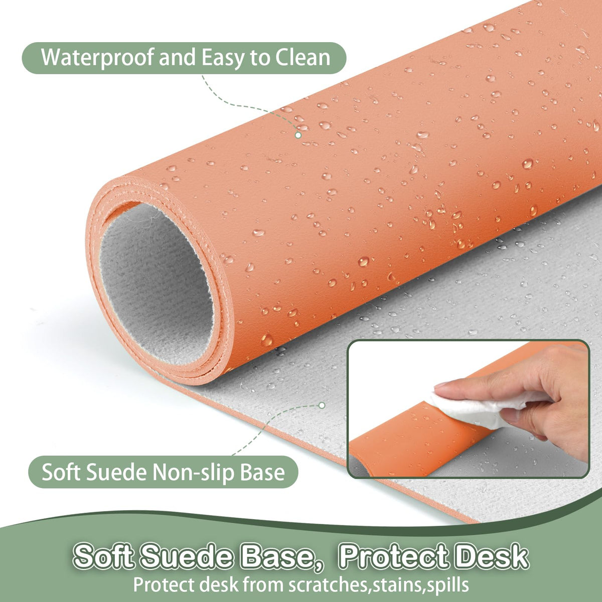 Boutilon Leather Desk Pad Protector,Non-Slip Mouse Pad,Laptop Desk Pad,Office Mouse Mat,Waterproof