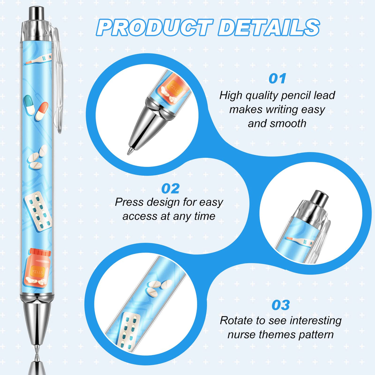 Thenshop Funny Nurse Pens Lovely Cartoon Ballpoint Black Ink Retractable Press Nursing Pen for