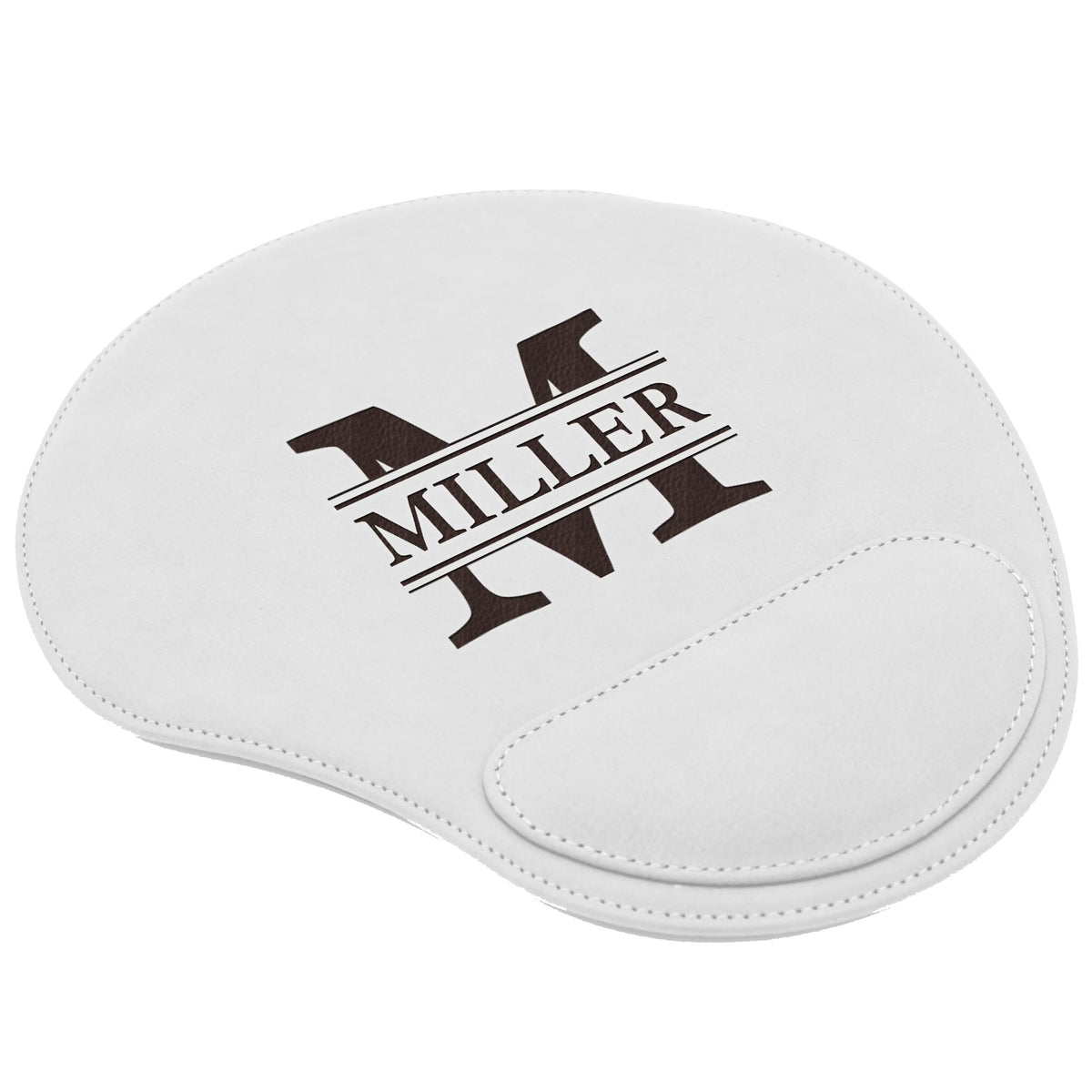 Custom Engraved and Personalized Mouse Pad with Wrist Rest Desk Accessories (White)
