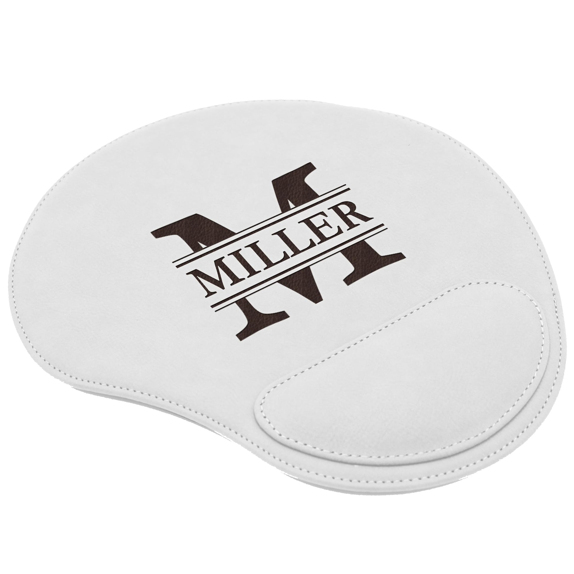 Custom Engraved and Personalized Mouse Pad with Wrist Rest Desk Accessories (White)