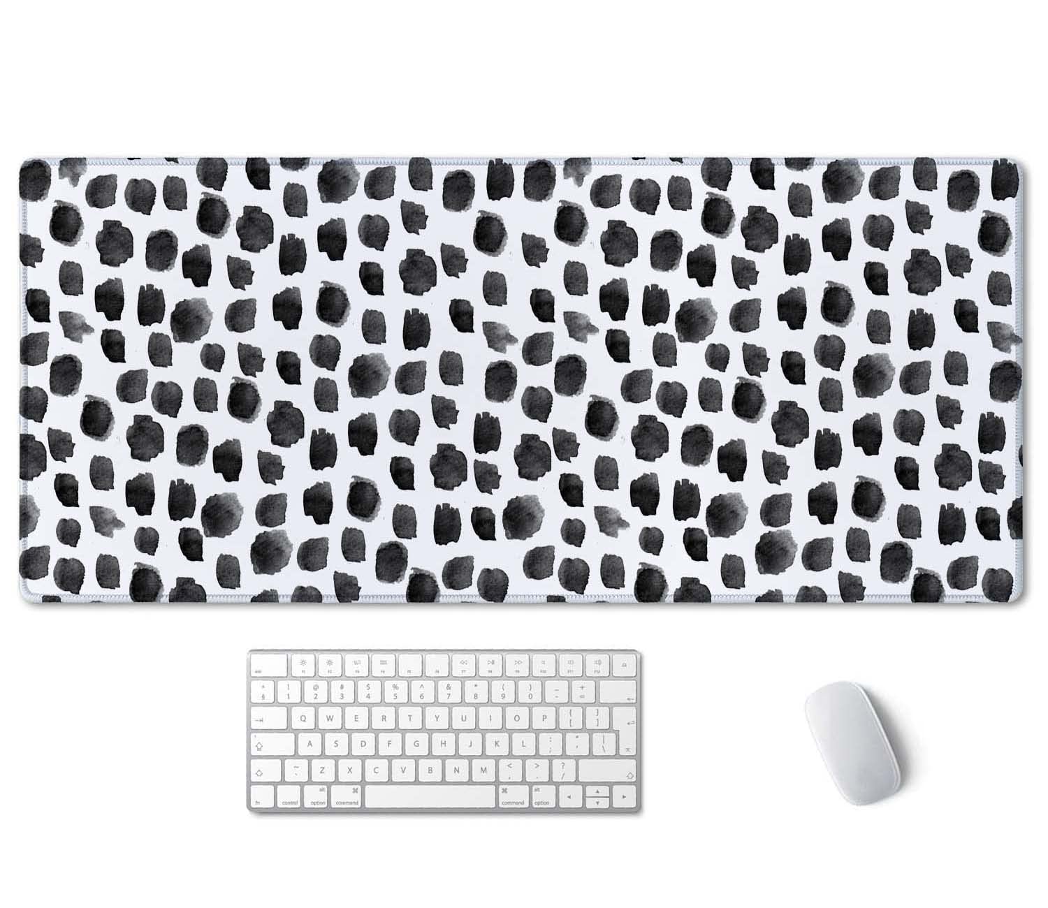 SSOIU Polka Dot Extended Gaming Mouse Pad Mat Large Desk Mat Non Slip Rubber Base Computer Desktop