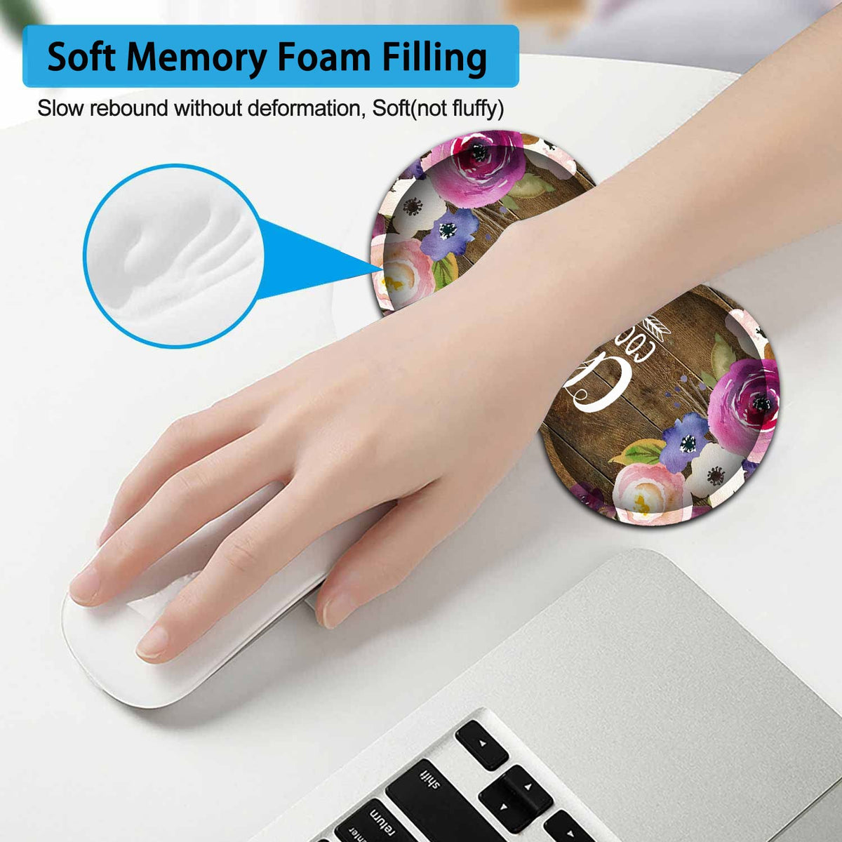 Large Mouse Pad, Extended Office Desk Pad, 31.5x11.8in, Ergonomic Memory Foam Mouse Wrist Rest for