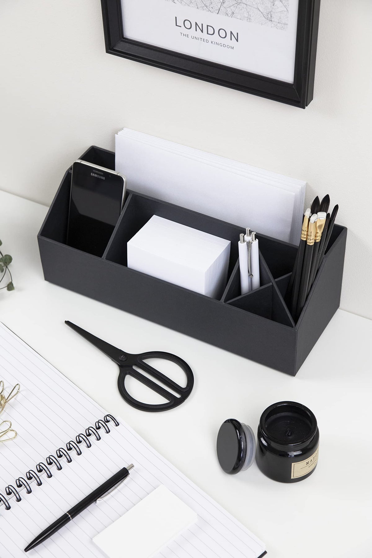 BIGSO ELISA Desk Organiser with 4 Compartments - Organiser System for Notes, Paper Clips, Pens etc.