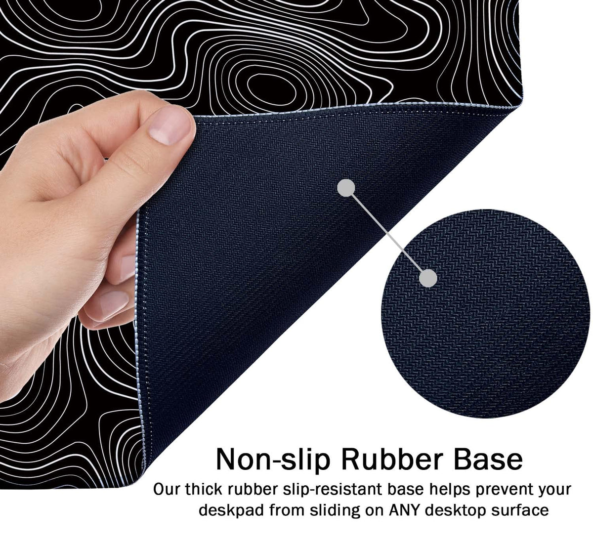 SSOIU Black Topographic Extended Gaming Mouse Pad XXL ArtSo Large Keyboard Mat Long Mousepad Desk