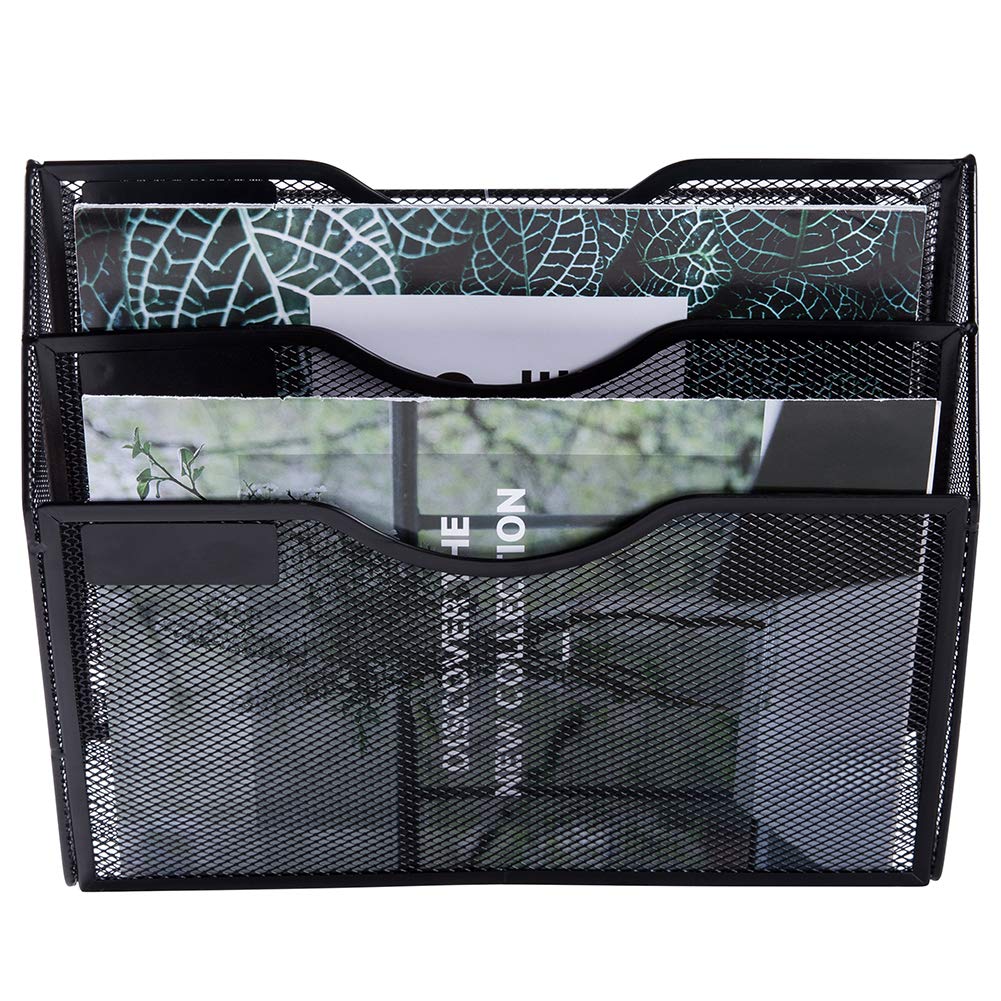EASEPRES 3 Pocket Mesh Hanging Wall File Organizer, Wall Mounted Mail Paper Document Folder Holder
