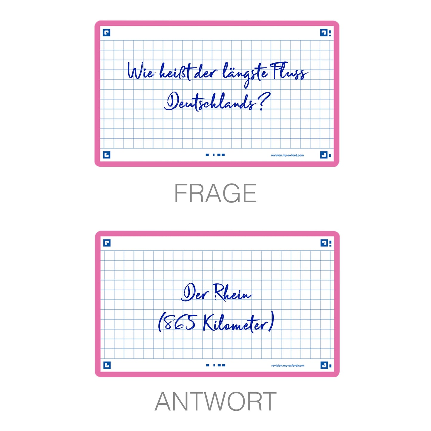 Oxford Flash 2.0-80 Sheets of Bristol Flash Cards 7.5 x 12.5 cm Small Squares with Fuchsia Frame