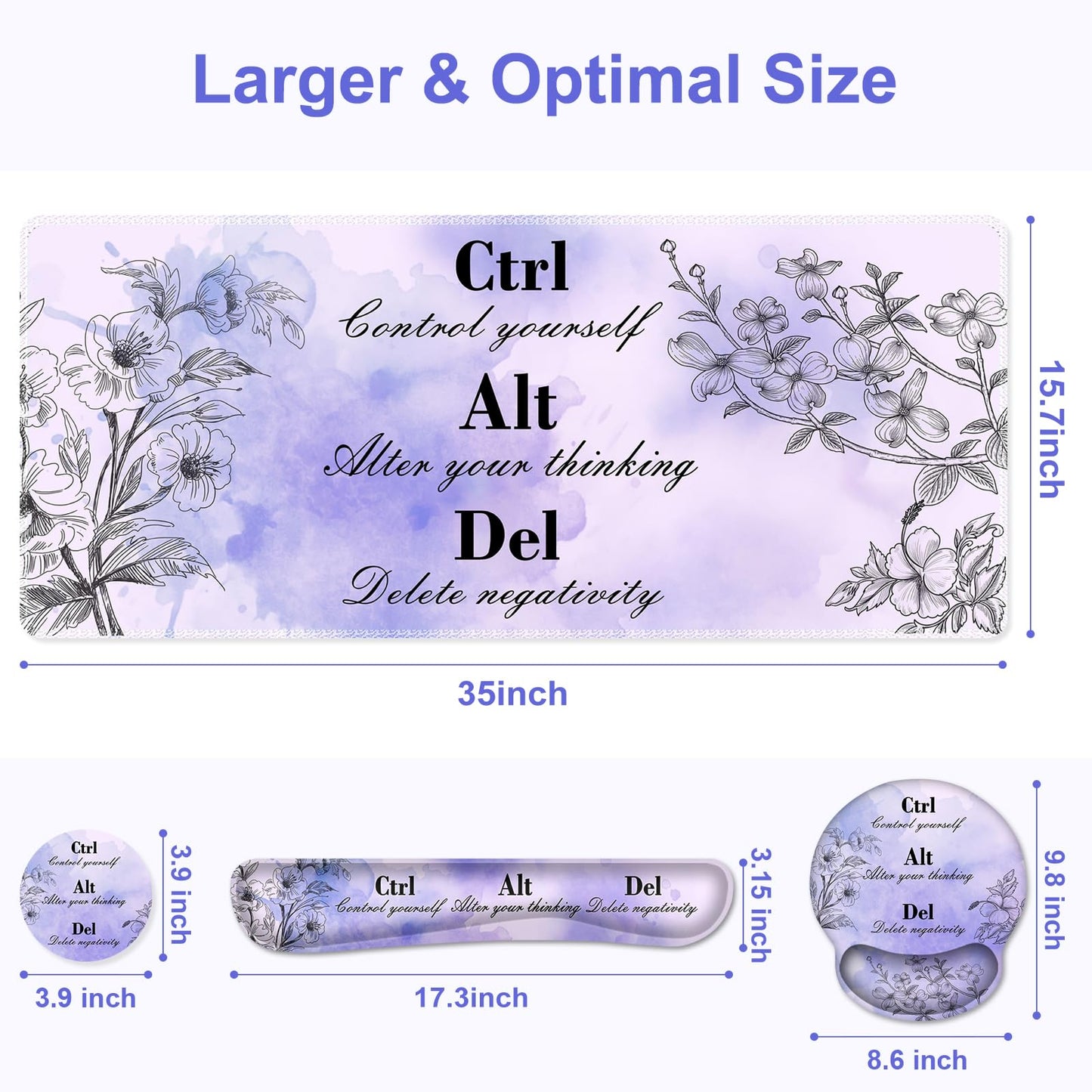 Mouse Pad, 4 in1 Large Desk Mat, Desk Pad Matt for Desktop, Anti-Slip XXL Big Computer Ergonomic