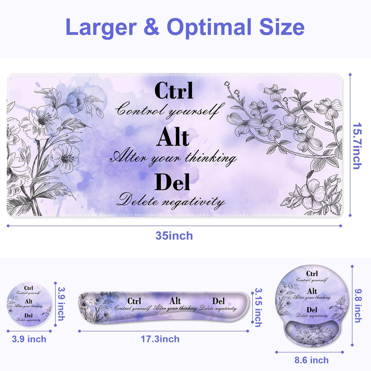 Mouse Pad, 4 in1 Large Desk Mat, Desk Pad Matt for Desktop, Anti-Slip XXL Big Computer Ergonomic