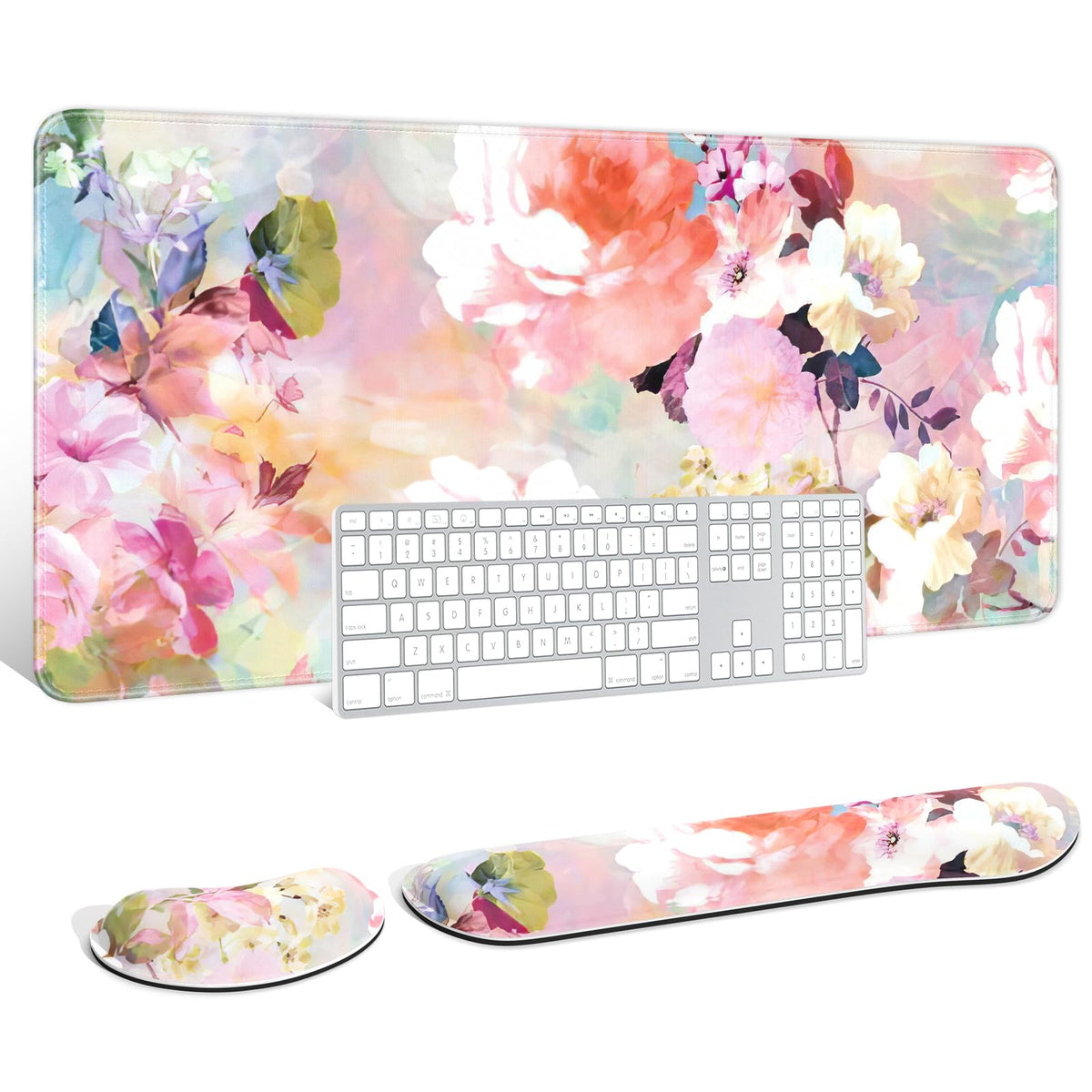 Auhoahsil Large Mouse Pad with Wrist Rests for Keyboard & Mouse, Thick Soft Ergonomic Memory Foam