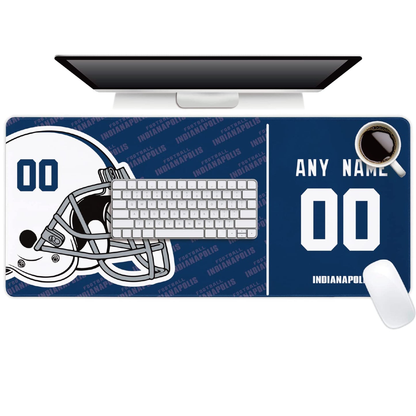 Indianapolis Mouse Pad Custom any Name and Number Desk Pad for Men Women Youth Gifts