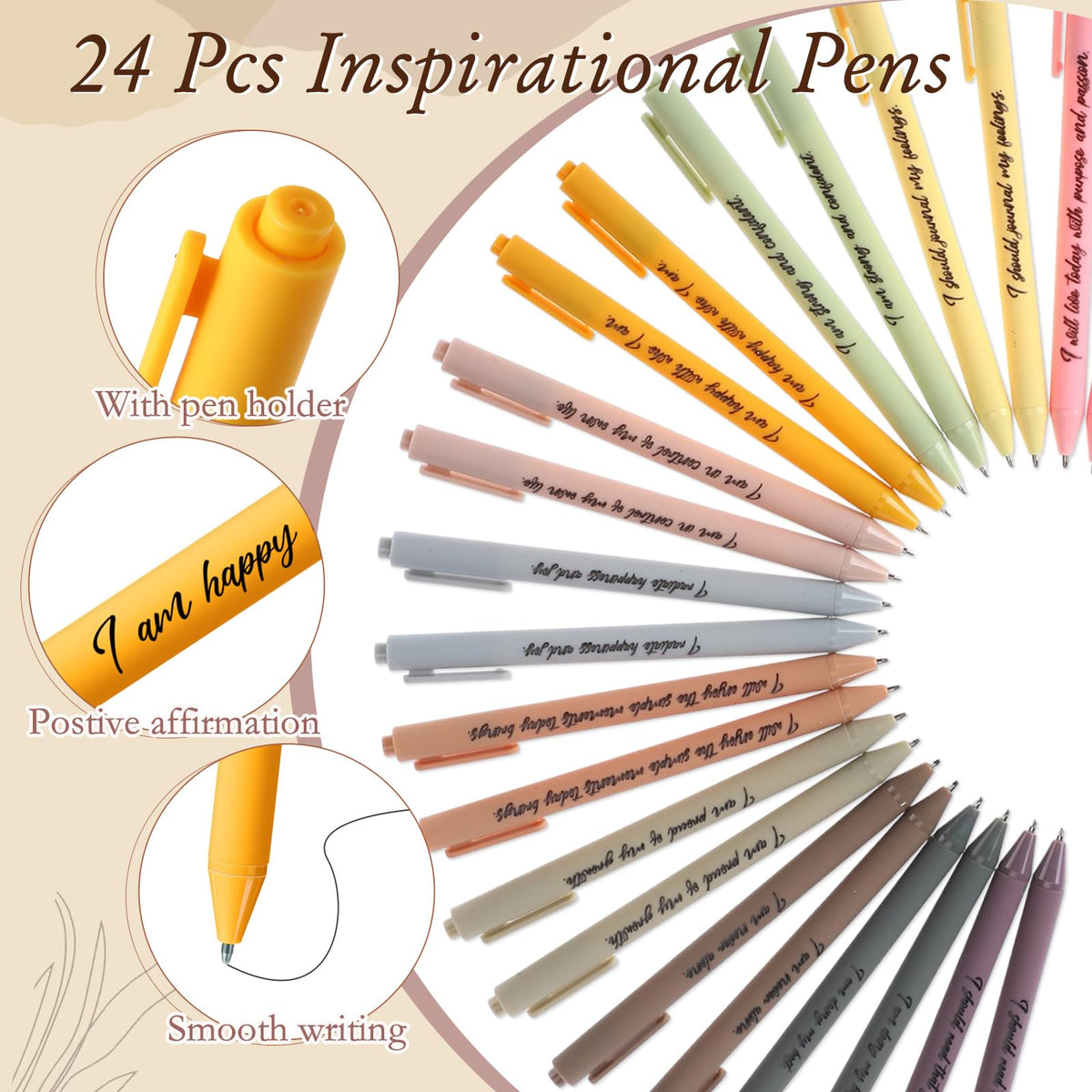 Mooliwe 48 Pcs Affirmation Notebooks Pens Bulk Gifts, Gratitude,Boho