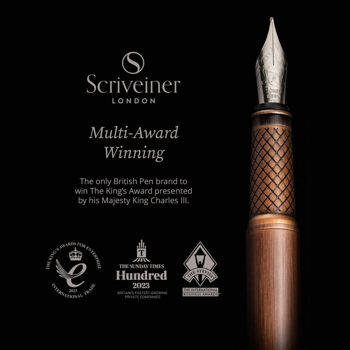 Scriveiner Luxury Fountain Pen - Stunning Copper Luxury Pen, Schmidt Gilded Nib (Medium)