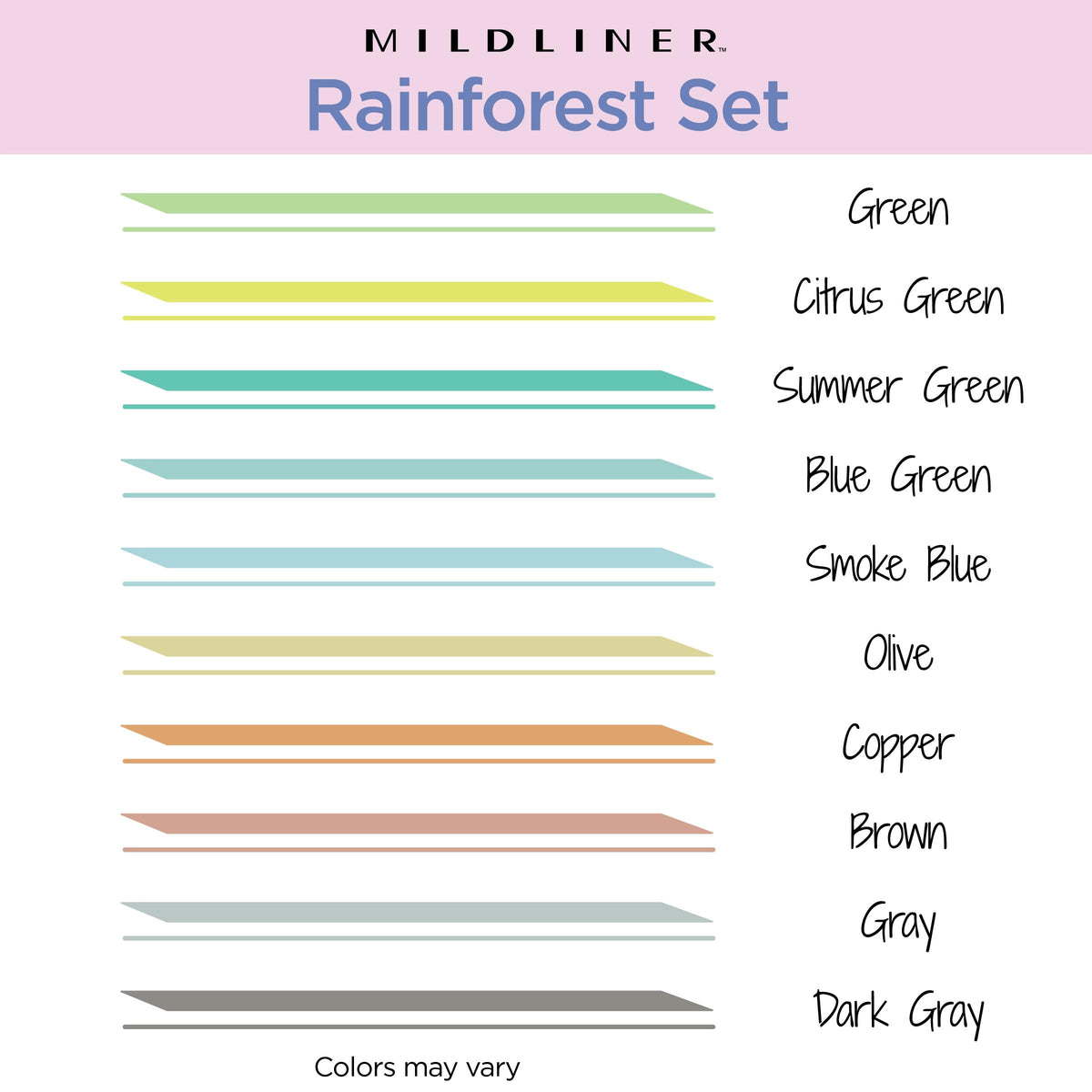 Zebra Pen MILDLINER No Bleed Highlighter, Rainforest, Dual Tip, 10-Pack