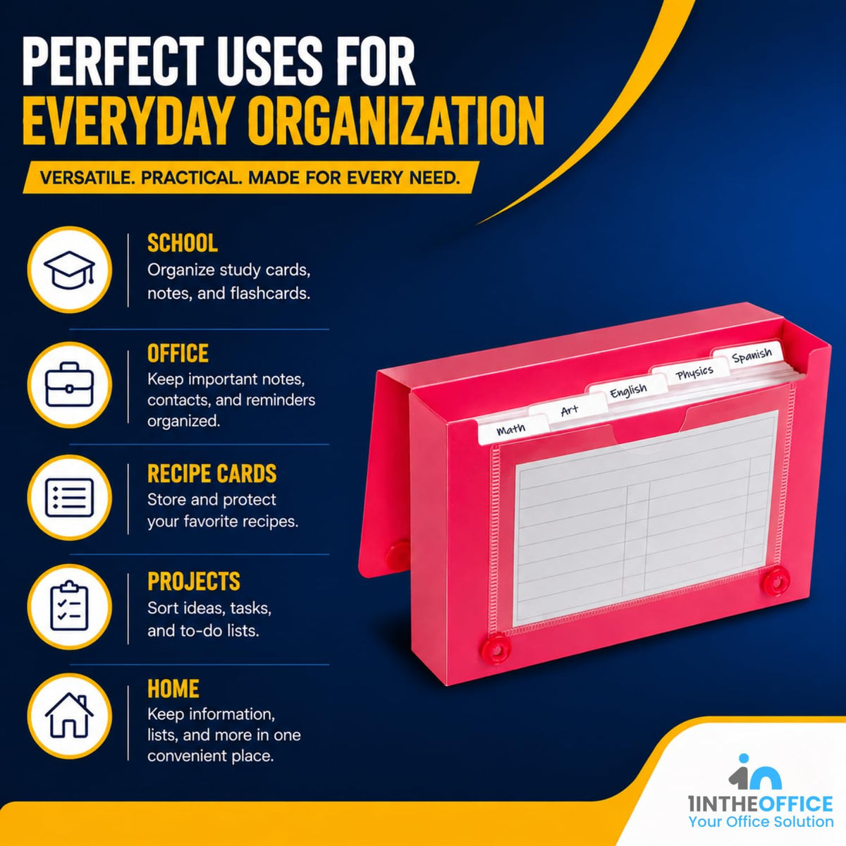 1InTheOffice Index Card Holder 4x6, Index Card Case, Assorted Colors (4 Pack)