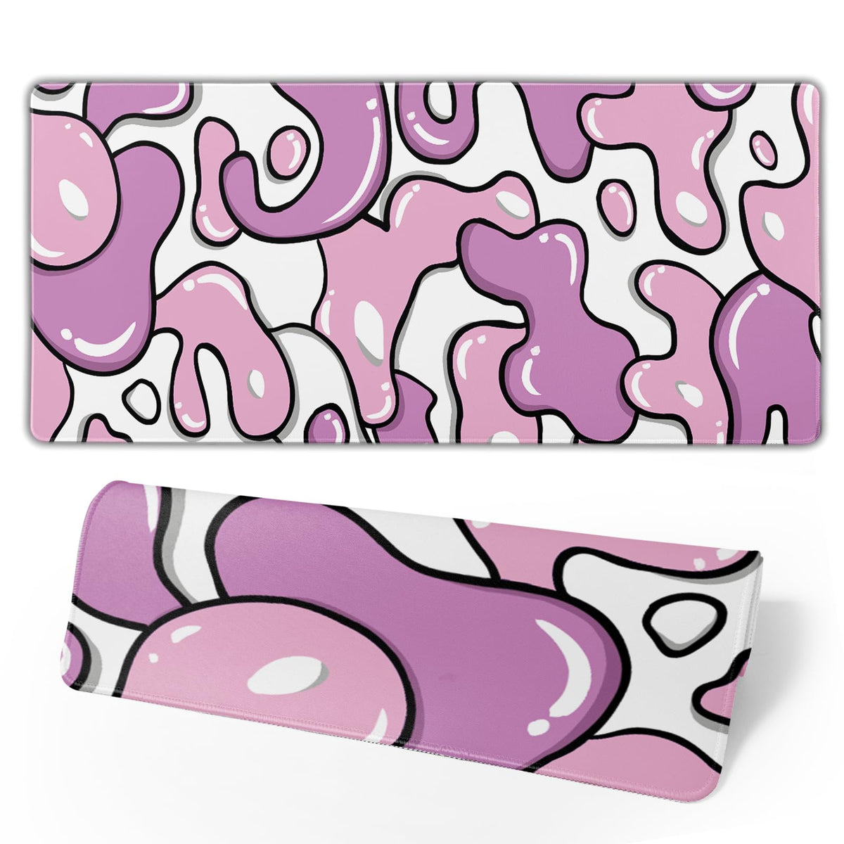 Pink White Gaming Mouse Pad Geometric Japanese Extended Mouse Pad 35.4X15.7in Full Desk Mousepad