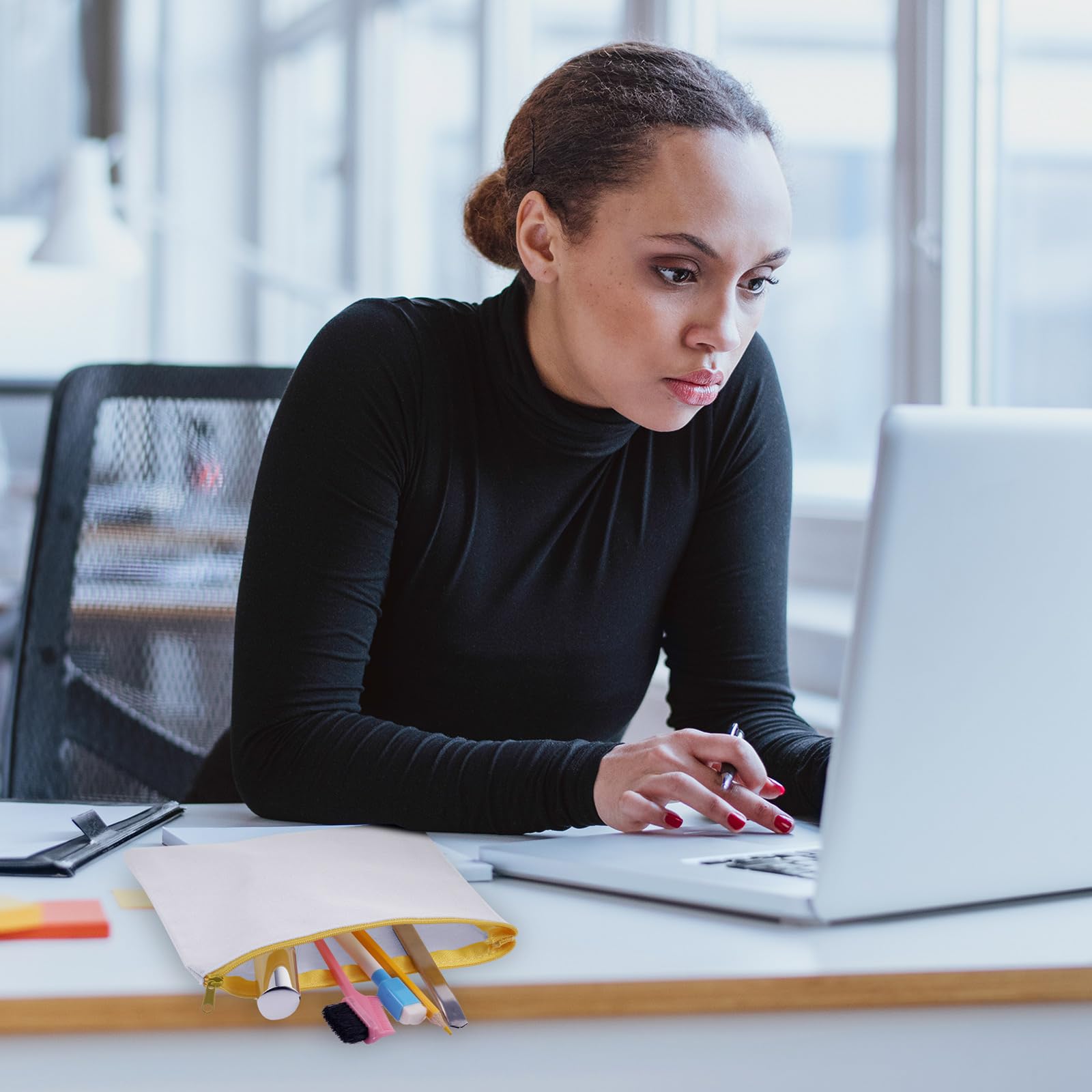 Shappy 40 Pcs Canvas Zipper Pouch Bags Pencil Pouch Bulk Canvas Makeup Bags Blank Pencil Case