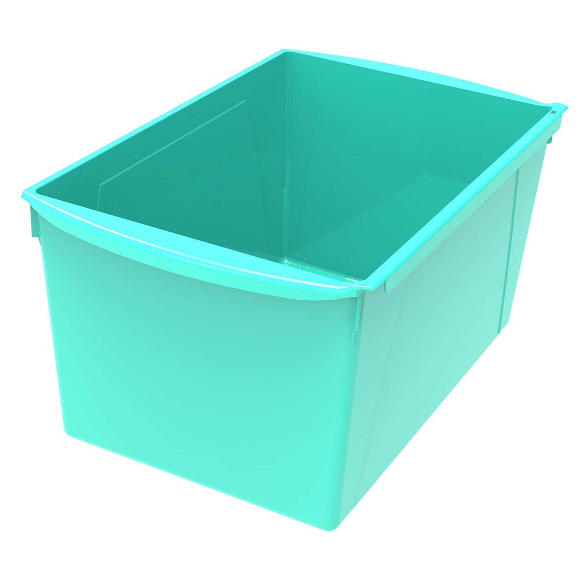 Storex Extra-Large Book Bin, Interlocking Plastic Organizer for Home, Office and Classroom, Teal