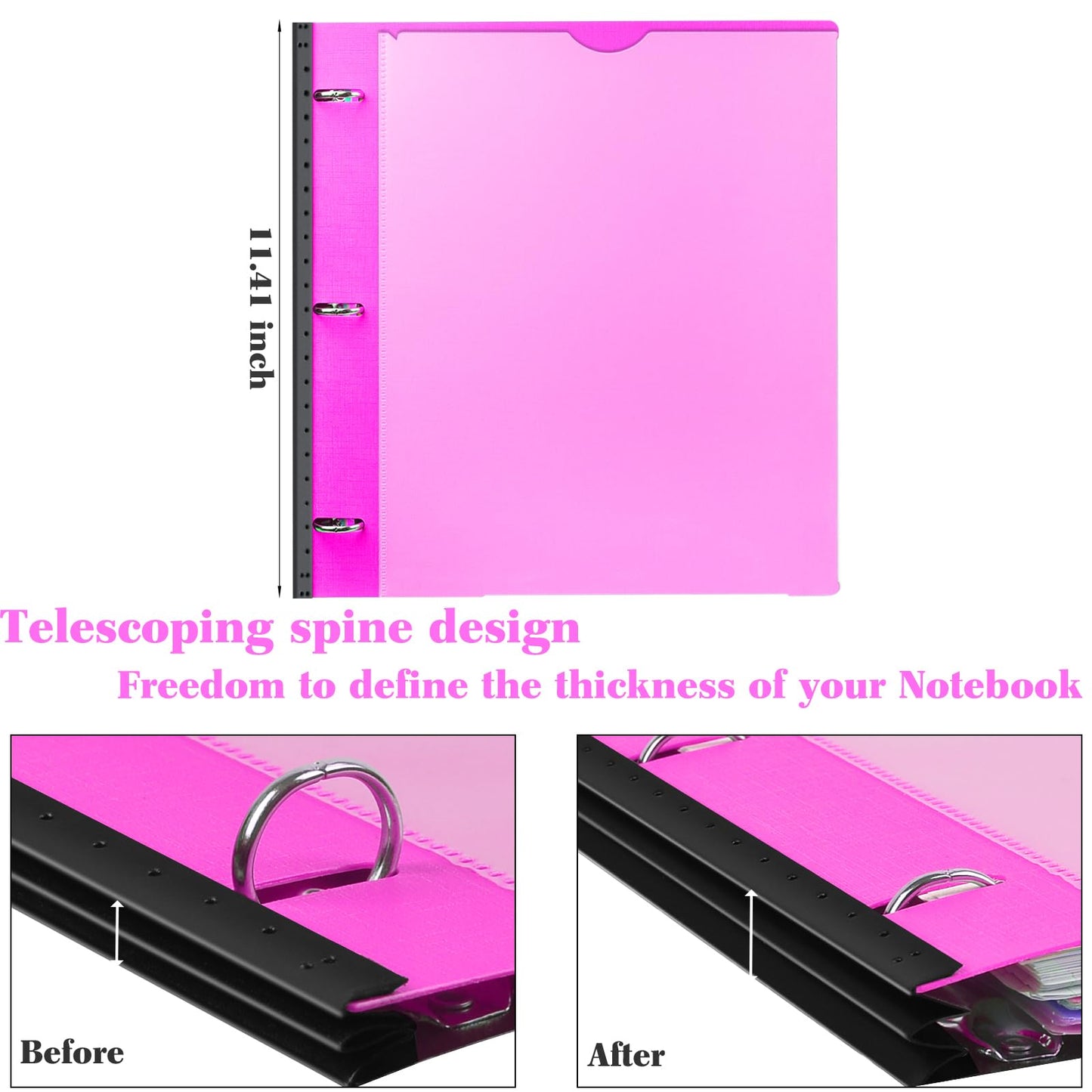 INFUN All-in-one Telescoping Binder Notebook- 2PCS, Refillable 3 Ring Notebook Binder with 1
