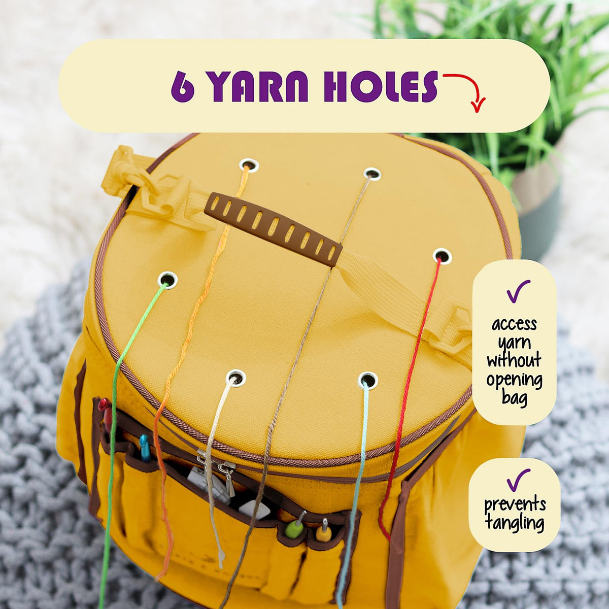 Hearth & Harbor Crochet Bag Organizer – Durable Knitting Bag, Yarn Organizer for Accessories and