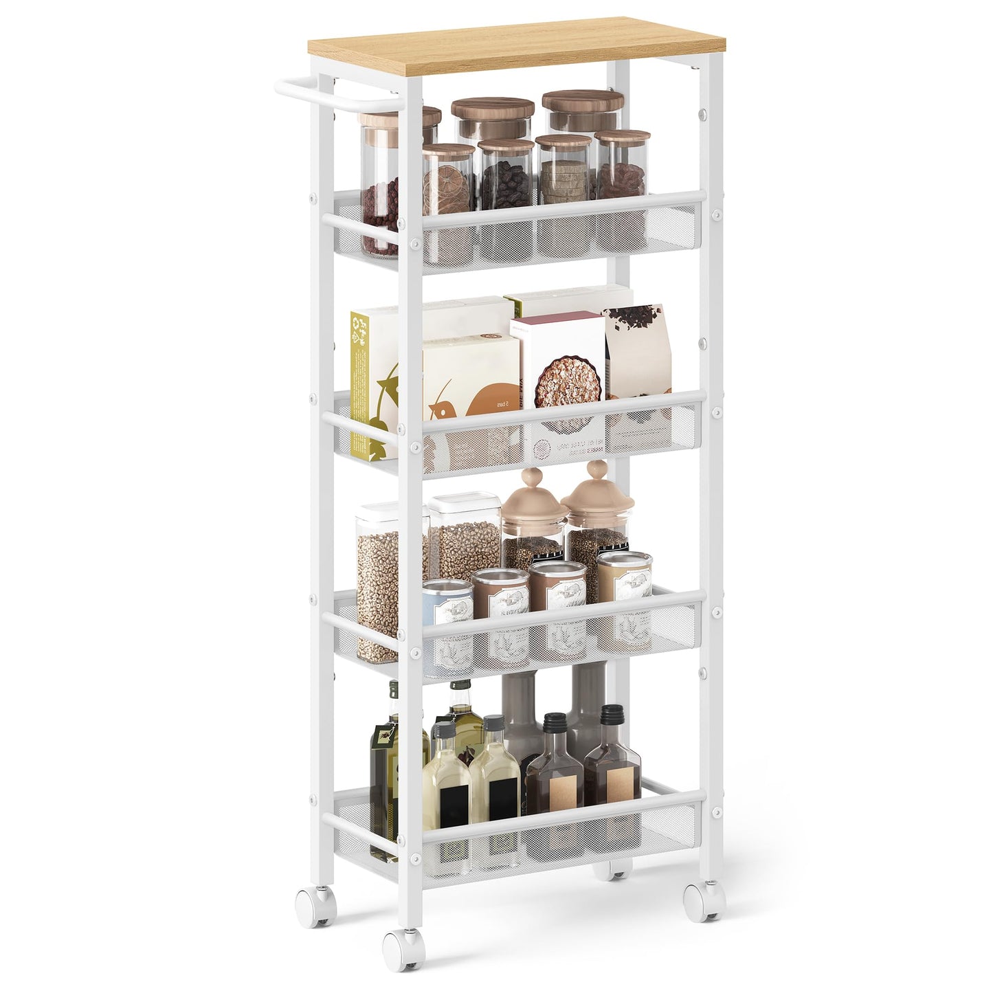 VASAGLE 5-Tier Slim Rolling Storage cart with Wheels, 8.7 Inches, Metal