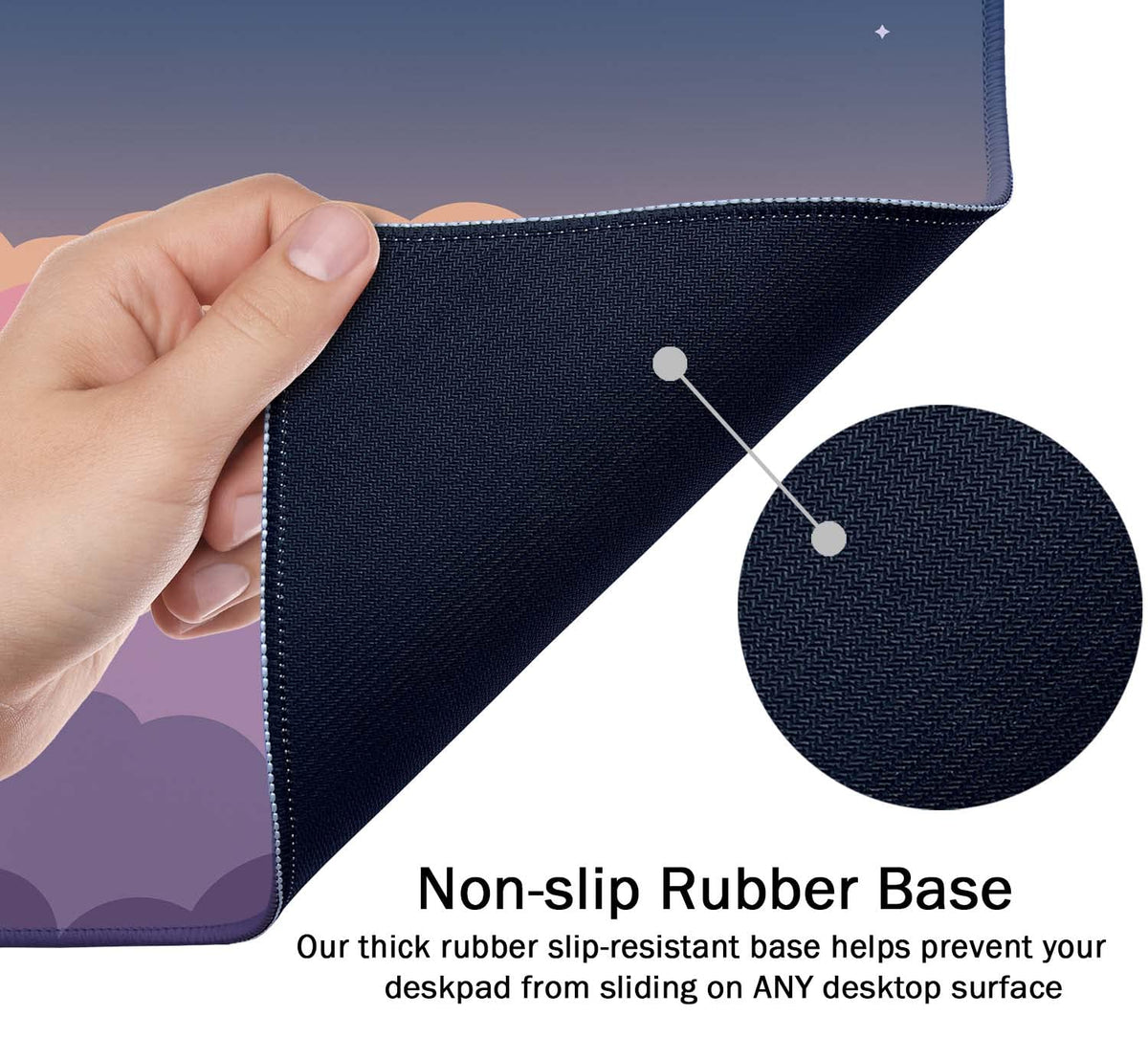 SSOIU Cute Clouds Purple Desk Mat, Extra Large XXL Gaming Mouse Pad 35.5" X 15.7", Waterproof with