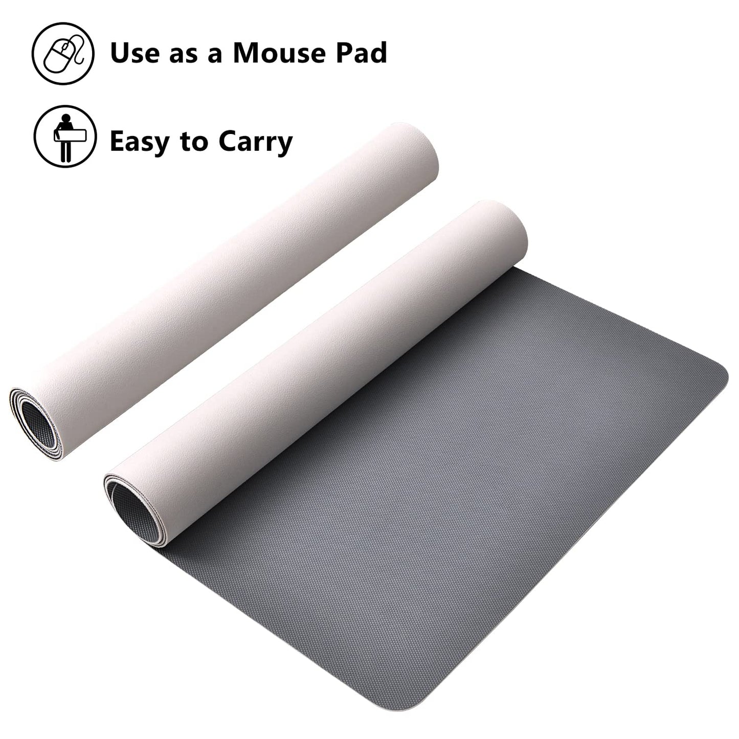 Floral Desk Mat, Non-Slip PU Leather Desk Pad, Blue Flower 27.5"x13.8"