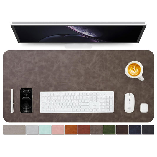 Distressed Leather Desk Mat - Non-Slip PU Desk Pad for Office and Home - Desk Organization and