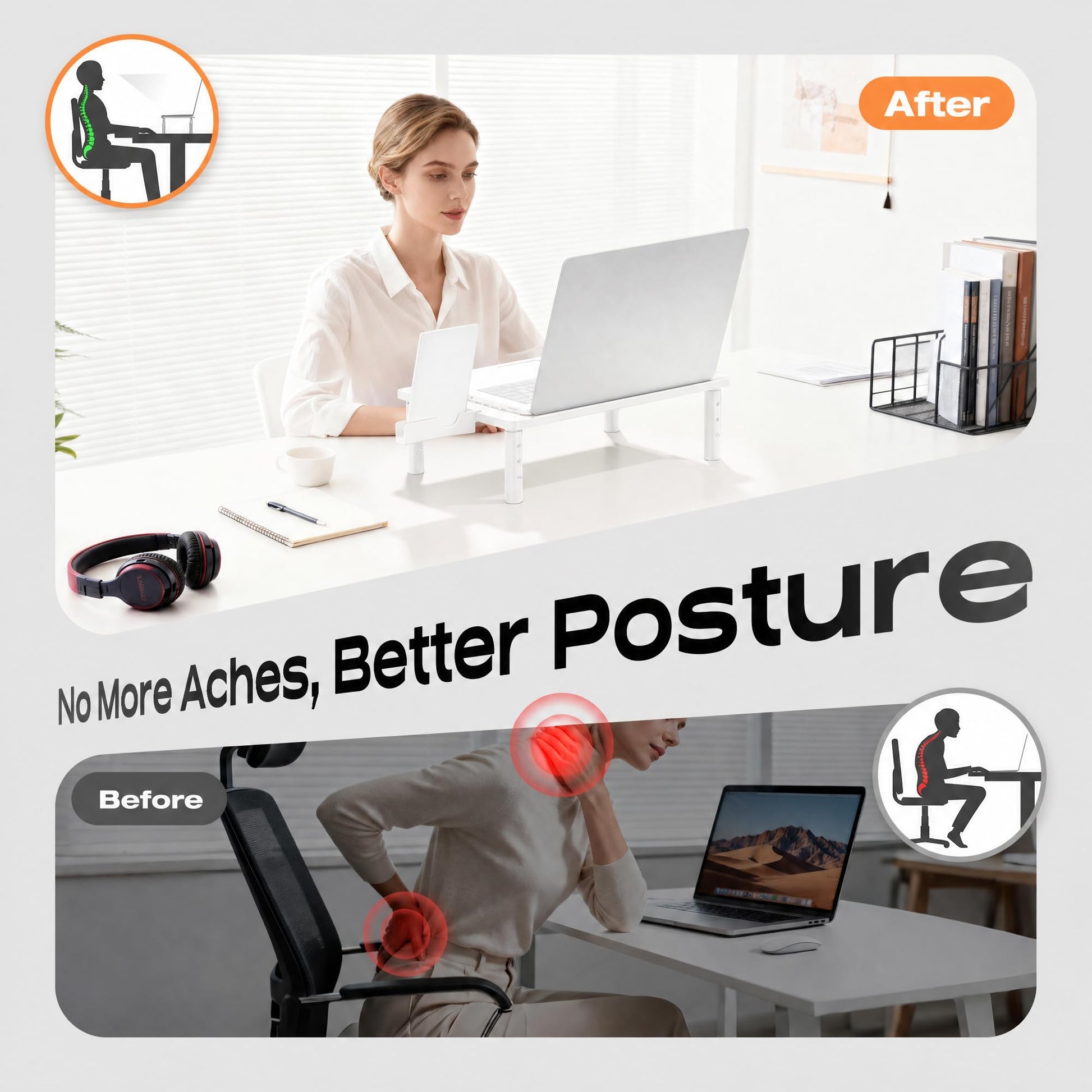 Canyora Computer Monitor Stand Riser for Desk, 3 Height Adjustable PC Laptop TV Desktop Monitor
