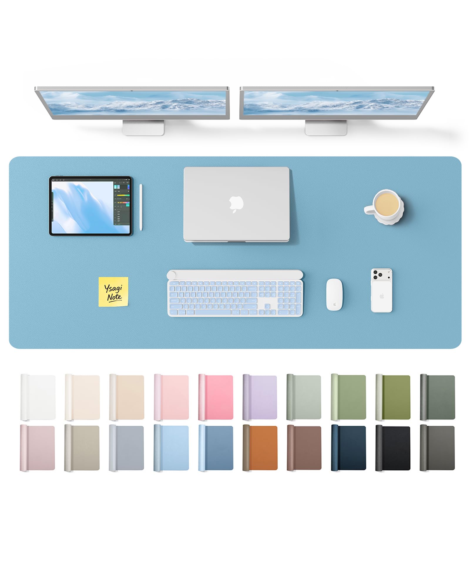 YSAGi Leather Desk Pad Protector, Office Desk Mat, Large Mouse Pad, Non-Slip PU Leather Desk
