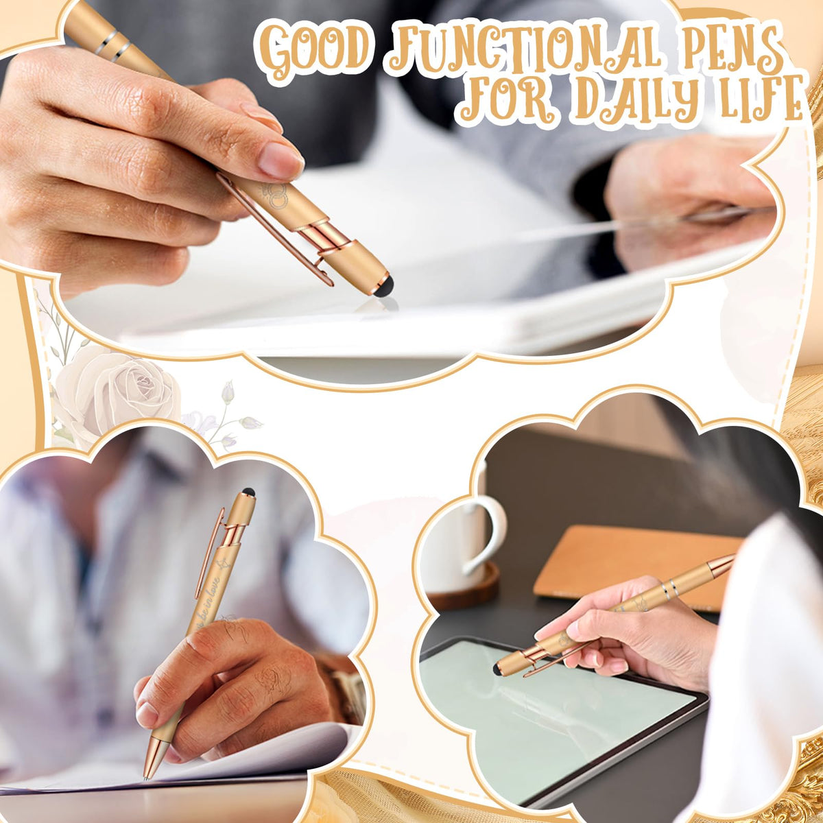 Kisston 36 Pcs Wedding Pen Bulk Bridal Shower Bachelorette Favor, Champagne