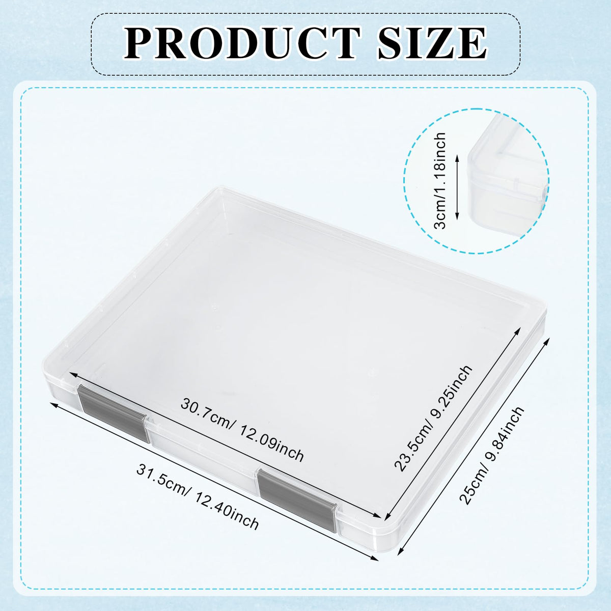 PerKoop 6 Pcs Clear Paper Storage Box,12.4 x 9.84 x 1.18 Inches,Gray