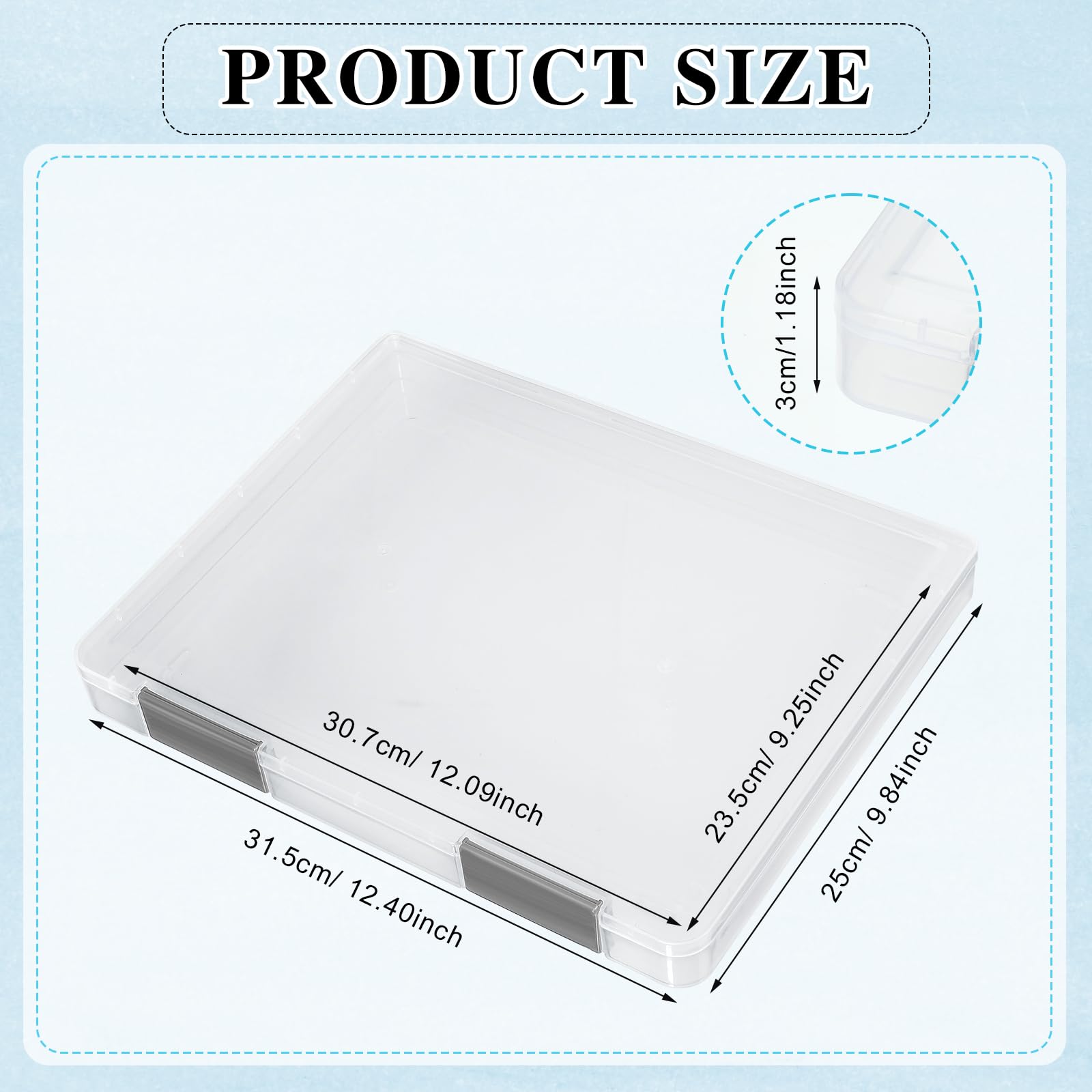 PerKoop 6 Pcs Clear Paper Storage Box,12.4 x 9.84 x 1.18 Inches,Gray