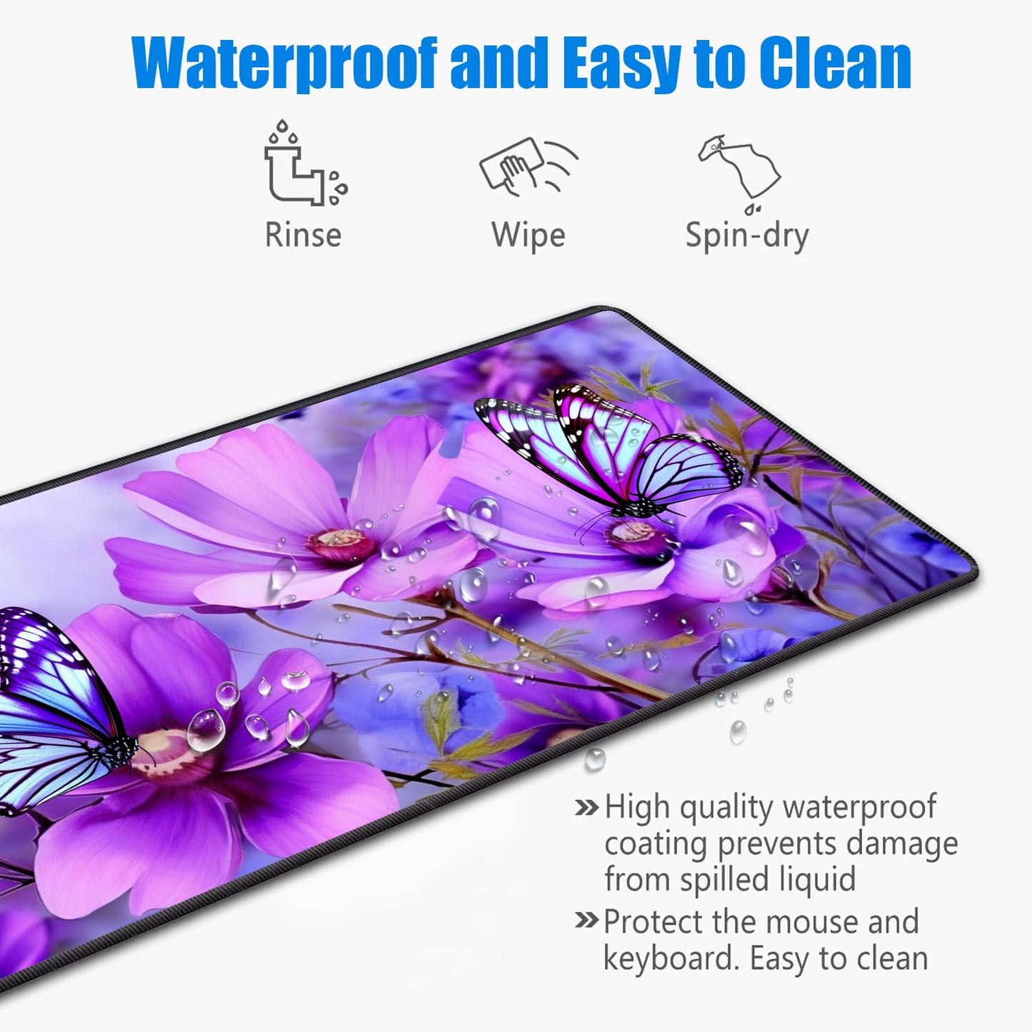 Desk Pad Mat Gaming Mouse Pads with Coasters, 31.5"x 11.8" XXL Large Gaming Mouse Mat Desk Pad with