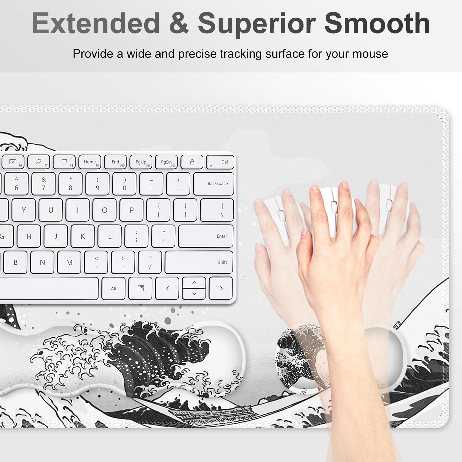 NXZGO Gaming Mouse Pad Keyboard Wrist Support, 4 in1 Mousepad Set with Wrist Keyboard Rest