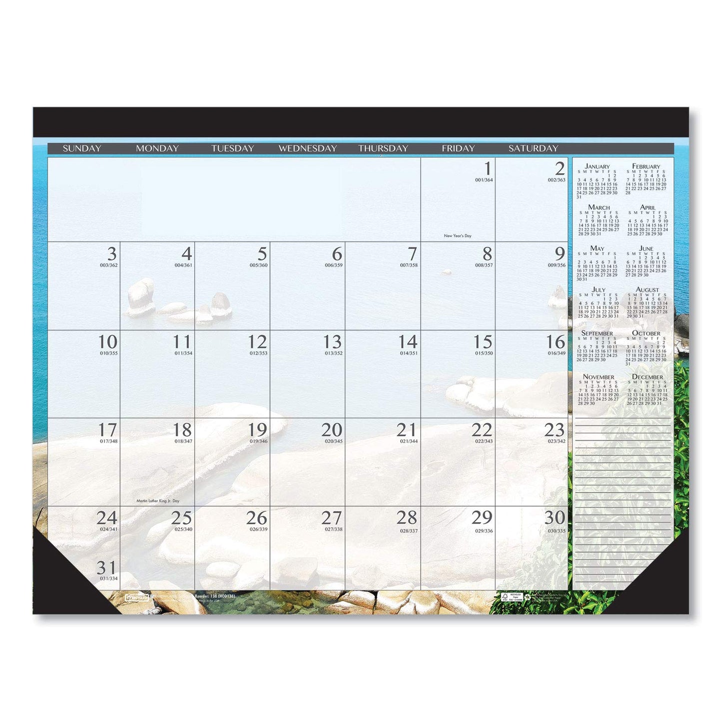 House of Doolittle 2021 Monthly Desk Pad Calendar, Earthscapes Seascapes, 22 x 17 inches, January